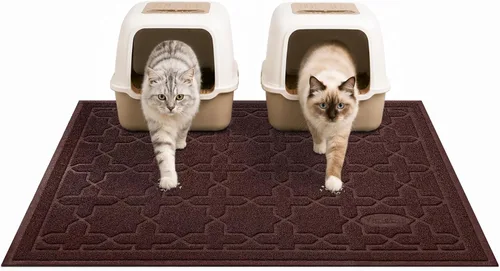 Vista 20 de Yimobra Tapete de arena para gatos, 24"x20" tapete con malla de bloqueo de arena, tapete suave para arena para gatos tapete atrapa arena, fácil
