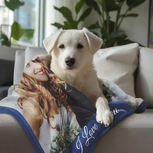 Vista 4 de MeMoShe Mantas personalizadas con fotos, regalos personalizados para parejas, manta de foto personalizada, regalos personalizados de "Te quiero