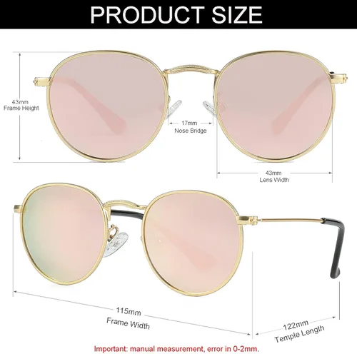 Vista 3 de Gafas de sol polarizadas para niños marco de metal clásico para bebés niños y niñas de 0 a 18 años tres tamaños 100 protección UV