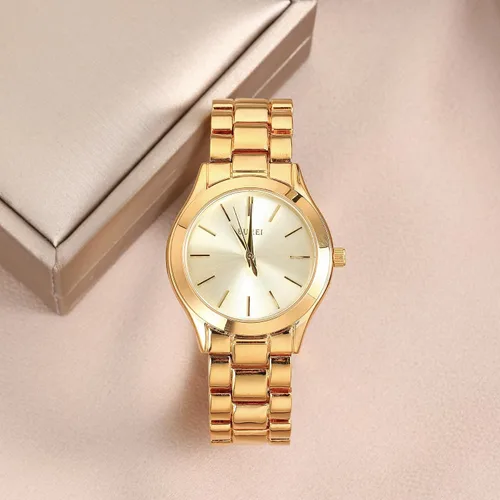 Vista 4 de BUREI Reloj de negocios para mujer con fecha de día, movimiento de cuarzo analógico, pulsera de acero inoxidable de oro plateado, reloj de moda