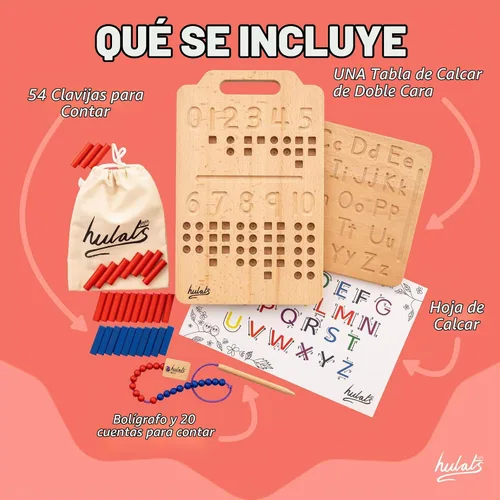 Vista 5 de Hulats Montessori - Tabla de seguimiento de números y letras - Alfabeto Montessori de madera y juguetes de conteo para niños pequeños de 3 años
