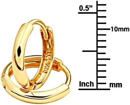 Vista 2 de Pendientes de oro amarillo de 14 k de 0.079in de grosor (0.394 x 0.394in)