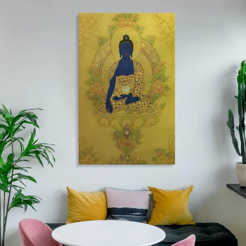 Vista 6 de Póster de pintura de Buda de medicina, póster de Thangka Thangka Thangka, pintura de obras de arte, arte de pared, impresiones en lienzo, imagen