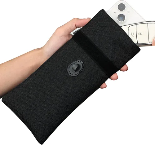 Vista 5 de awakentti Bolsa de blindaje de señal antilocalización para teléfono celular, bolsa de llave de bloqueo de señal, protección antirrobo para Negro