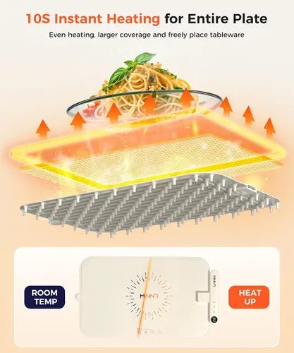 Vista 4 de Tapete impermeable para calentar alimentos, bandeja de calefacción eléctrica que cambia de color con control de temperatura de 6 niveles
