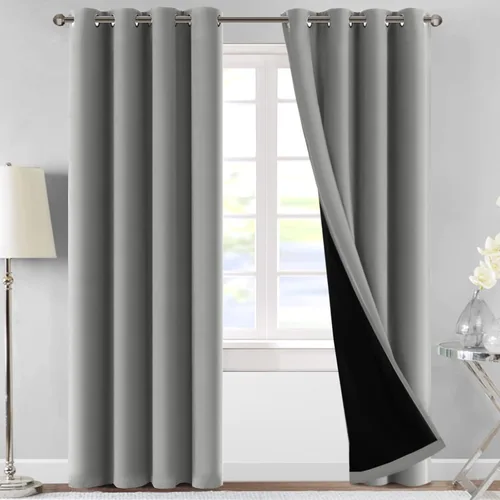 Vista 12 de MeilleMaison Paneles de cortina 100 % opacas para ventana de dormitorio, bloqueo de luz completa, de 84 pulgadas de largo, con aislamiento térmico