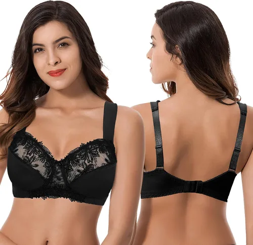 Vista 5 de Curve Muse Brasier sin forro sin forro con bordado de encaje, paquete de 3
