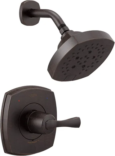 Vista 8 de Delta Faucet Stryke Serie 14 Juego de grifo de ducha cromado H2Okinetic de una sola función, kit de moldura de válvula, mango de ducha, kit