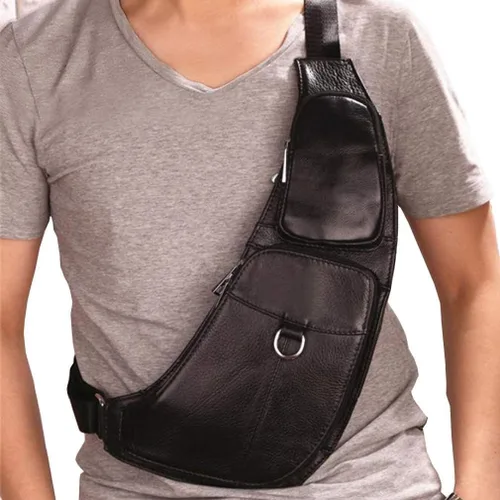 Vista 4 de Hebetag Mochila cruzada de cuero para hombres y mujeres, viajes al aire libre y camping, #04Café, Duradero, vintage