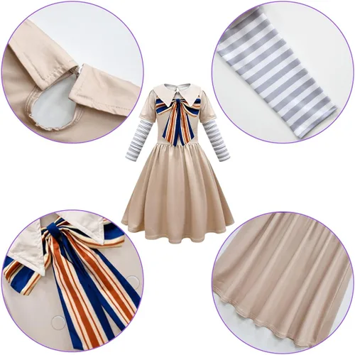 Vista 3 de Roctocesy Vestidos de princesa para niñas pequeñas, vestido de M3gan, vestido de ribete con volantes para fiesta de Halloween, trajes de juego de rol