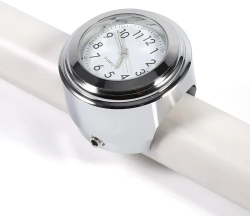 Vista 3 de Reloj de manillar de motocicleta Reloj de marcación de tiempo preciso blanco para montar por la noche