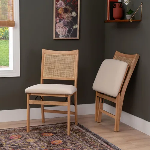 Vista 2 de Powell Kasi Silla Lateral de Comedor Plegable de Caña de Ratán Beige, Natural