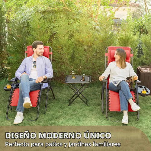 Vista 5 de Devoko Silla de gravedad cero para patio, sillas reclinables ajustables Rojo