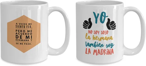 Vista 2 de Regalo para madrina Taza de cafe para hermana Regalo para navidad, graduados, profesionales y estudiantes Vaso con afirmaciones positivas