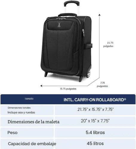 Vista 7 de Maxlite 5 Equipaje Ligero Expandible de Lado Suave con Ruedas Spinner, Negro, Maleta de mano de 20 pulg.