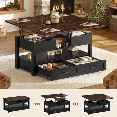 Vista 14 de Itaar Mesa de Centro con Tapa Elevable de 40", Mesas de Centro 4 en 1 con Almacenamiento para Sala de Estar, Mesa de Centro Pequeña Estilo Granja