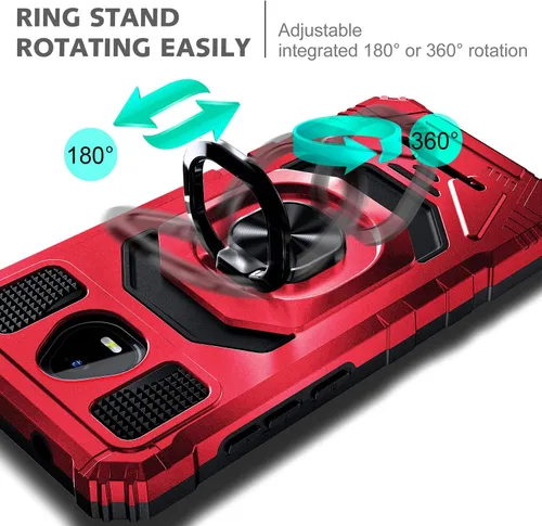 Vista 5 de Funda diseñada para Schok Volt SV55 con protector de pantalla [vidrio templado], funda protectora a prueba de golpes [grado militar] con soporte