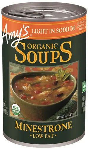 Vista 5 de Amy's Sopas, sopa de minestrona orgánica ligera en sodio, 14.1 onzas