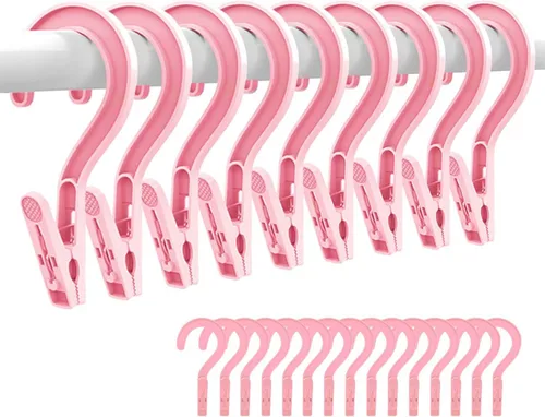 Vista 10 de 24 piezas de ganchos de plástico para ropa, súper resistentes, para colgar en baño, ideales para viajes, multicolor