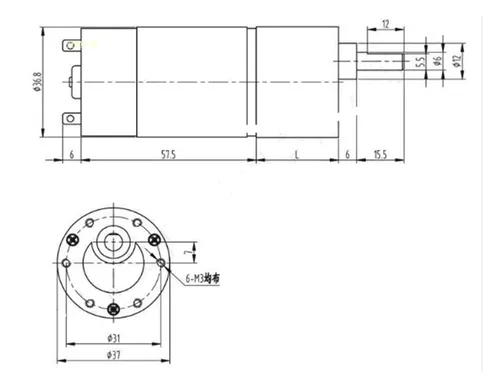 Vista 5 de DC Motor JGB37-550 High Torque Motor 12v D C Motor 6V All Metal Electric Motor : 6v 55rpm(6v 9rpm)