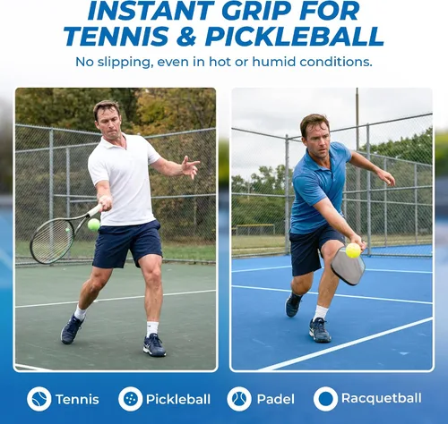 Vista 5 de Tourna Tac Rag - Paño de agarre pegajoso para tenis, pickleball y deportes (paquete de 2) - Potenciador de agarre para manos y asas, sin residuos