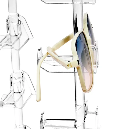 Vista 6 de Mooca pantalla giratoria acrílica para gafas, 24 armazones Rotating Eyewear rack, oversized supports display large sunglasses, eyeglasses for