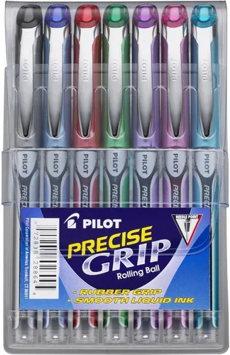 Vista 12 de Bolígrafos Pilot Precise V5 con tapa de tinta líquida, bolígrafos de punta extrafina 0.5 mm, bolígrafos de colores, colores surtidos, paquete de 7
