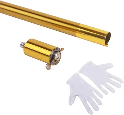 Vista 10 de Varita mágica de 43.3 in, bastones de aspecto de metal, varita mágica profesional, varita mágica de bolsillo de metal, portátil para mago