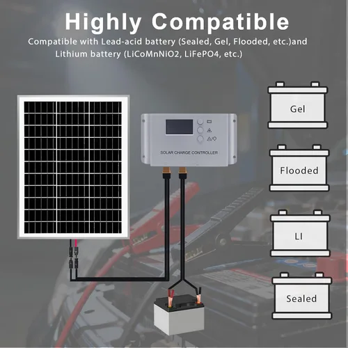 Vista 6 de Kit de panel solar de 20 W, 12 voltios, cargador de batería solar con controlador de carga de 10 A para caravana, barco, automóvil, remolque