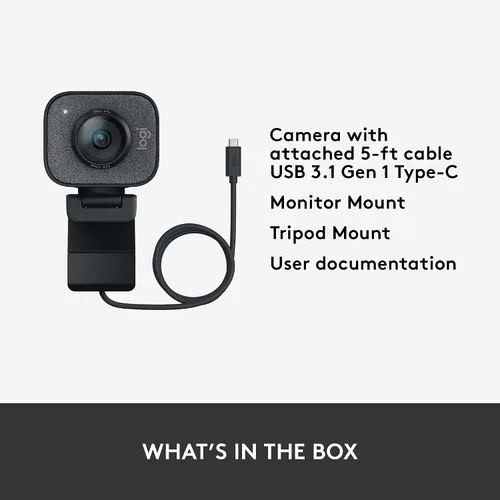 Vista 9 de Logitech StreamCam Premium Webcam para transmisión y creación de contenido, Full HD 1080p a 60 fps, funciona con Microsoft Teams, Google Meet, Zoom