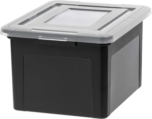 Vista 19 de IRIS USA 3-Pack 35 Qt. Letter/Legal File Box with Lid, Clear/Blue Transparente/azul