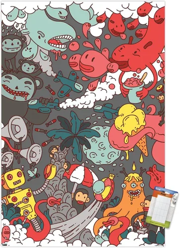 Vista 10 de Trends International Party Pooper - Póster de pared, 22.4 pulgadas de largo x 14.7 pulgadas, versión enmarcada en madera de granero Versión