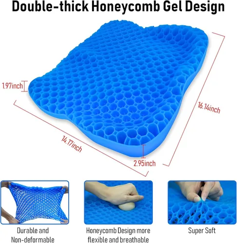Vista 6 de NEW-Vi Cojín antideslizante para asiento de kayak, cojín de gel doble grueso, cojín de asiento de gel impermeable para kayak, alivio del dolor