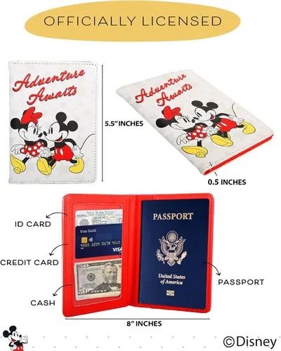 Vista 6 de Disney Funda para pasaporte de Stitch para mujer, licencia oficial, lindo soporte para libro de pasaporte, cartera de pasaporte, artículos