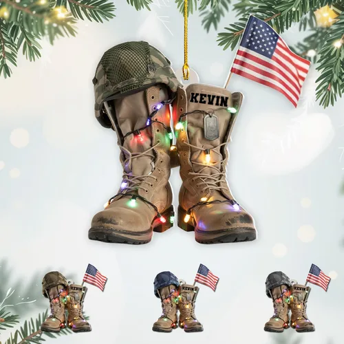 Vista 22 de Adornos de Navidad del ejército estadounidense, adorno de veterano para hombres y mujeres, adornos patrióticos para decoración de árbol de Navidad