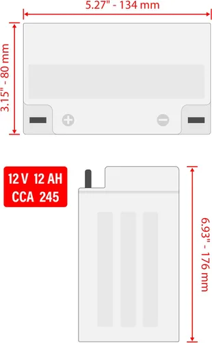 Vista 2 de Caltric Agm - Batería compatible con Kawasaki Zephyr 550 Zr550B 1990 1991 1992 / Zx550A Gpz 1984 1985 1986