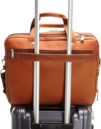 Vista 2 de Kenneth Cole REACTION "Out of the Bag" Manhattan - Bolso bandolera de cuero colombiano para laptop de 15.6" para viajes y negocios