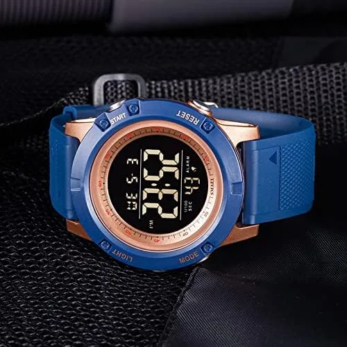 Vista 2 de Reloj digital impermeable para hombre con luz LED, cronómetro, multifunción, reloj de pulsera para hombre