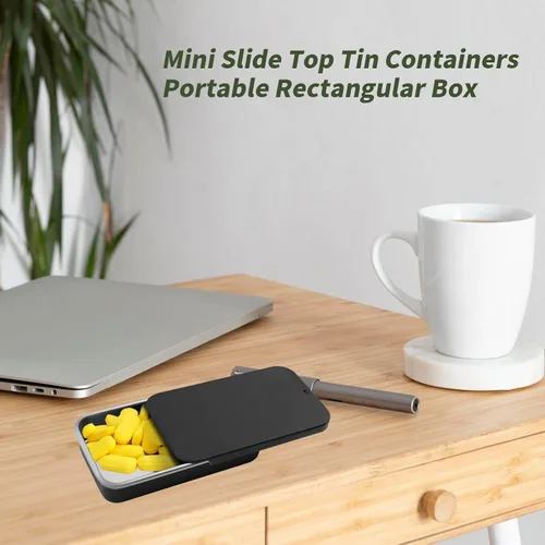 Vista 3 de Coshar 20pcs Mini Slide Top Contenedores de lata Caja Rectangular Portátil