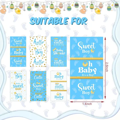 Vista 2 de Clabby Envolturas de Dulces para Baby Shower, Envolturas de Miniaturas de Barras de Dulce Mini, Calcomanías de Etiquetas de Barras de Chocolate