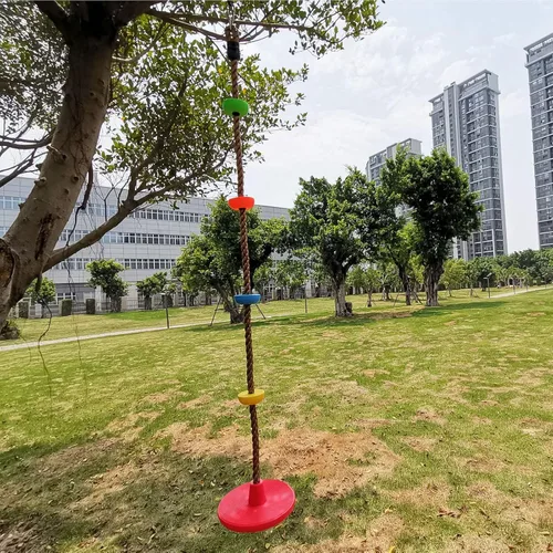 Vista 8 de Cuerda de escalada de árbol y asiento de columpio de disco para niños, accesorios para patio trasero al aire libre