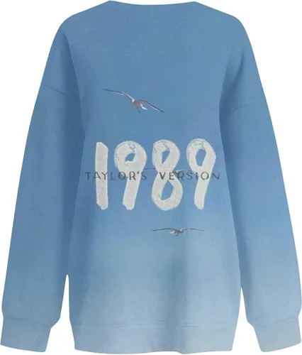 Vista 3 de Taylor - Sudadera para mujer 1989 con estampado de letras Swift con cuello redondo y manga larga, holgada, cómoda, casual