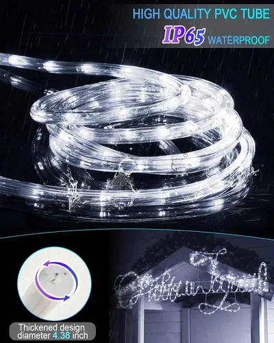 Vista 5 de Guirnalda de Luces para Exteriores Impermeables de Navidad 30.5m 720 LED, Luces de Tubo Conectables y Flexibles, Luces de Cadena de Iluminación