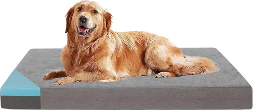 Vista 28 de Cama refrescante para perros grandes, cama ortopédica de espuma viscoelástica para mascotas con funda extraíble lavable, ideal para perros Rosa