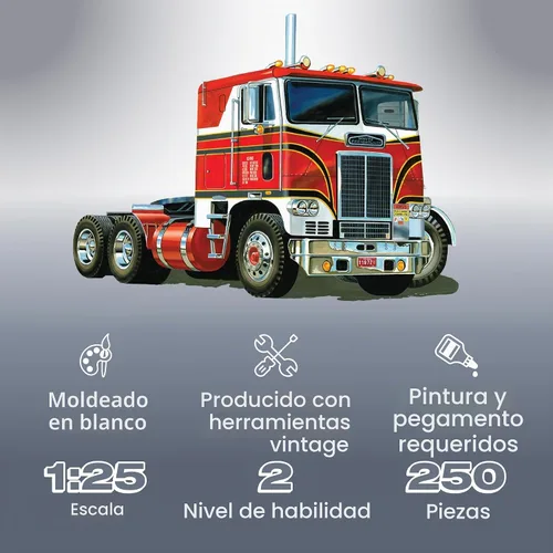 Vista 2 de Kit de modelo AMT White Freightliner 2-en-1 SC/DD Cabover Tractor (75º Aniversario) a escala 1:25
