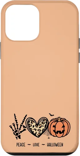 Vista 12 de Funda para iPhone 13 Pro Max Peace Love Halloween Murciélagos Arañas Calabaza Leopardo Corazón