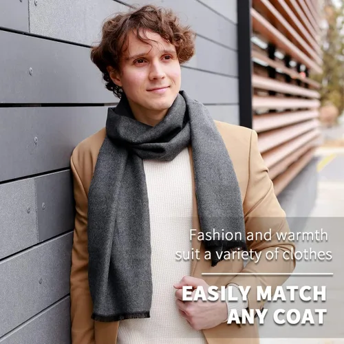 Vista 3 de FULLRON Bufanda de invierno para hombre, bufandas suaves y cálidas de cachemira