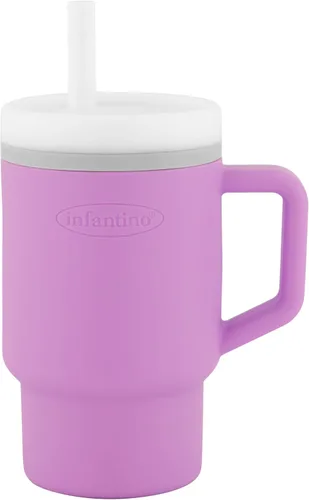 Vista 21 de Infantino Mi primer vaso, taza de silicona con pajita y asa, vaso de bebé resistente a derrames para llevar, botella de transición libre de BPA