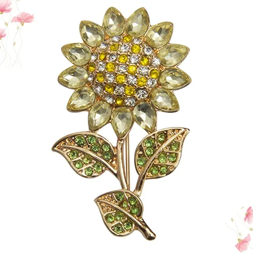 Vista 2 de Generic Women Sun Flower Lapel Pin Sunflower Shape Brooch Crystal Elegant Plant Flower Rhinestone Brooch for Ladies Girls Backpack Clothes Hat Bag