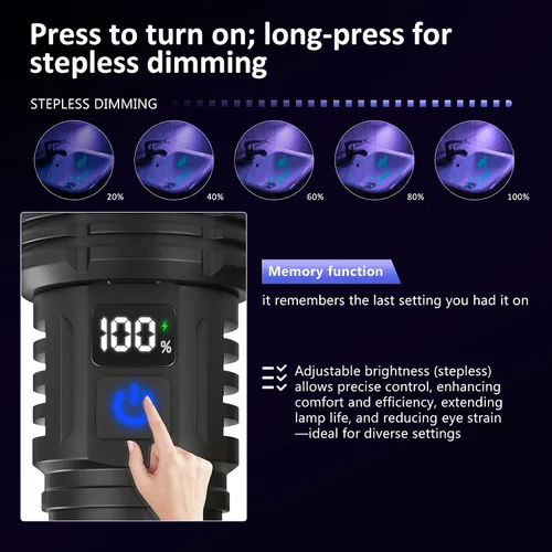 Vista 3 de LUXNOVAQ Linterna de luz negra recargable de la linterna ULTRAVIOLETA 365nm
